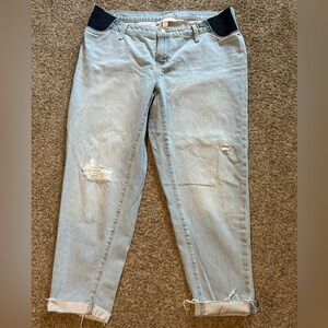 Isabel Maternity by Ingrid & Isabel Light Blue Distressed Ankle Jeans